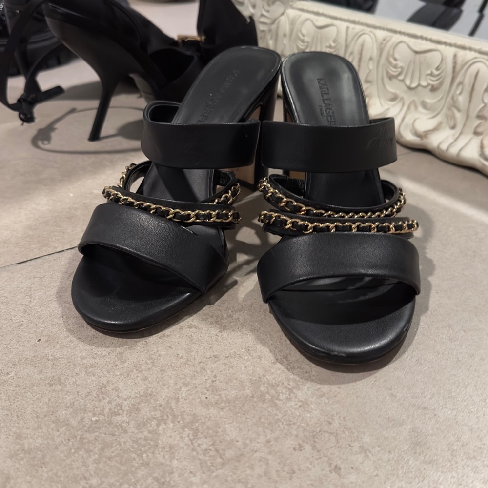Karl Lagerfeld Paris Daisy Ankle Strap Heeled Sandal